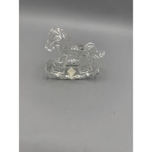 *Vintage Crystal Clear Glass Rocking Horse Figurine - Collectible Paperweight